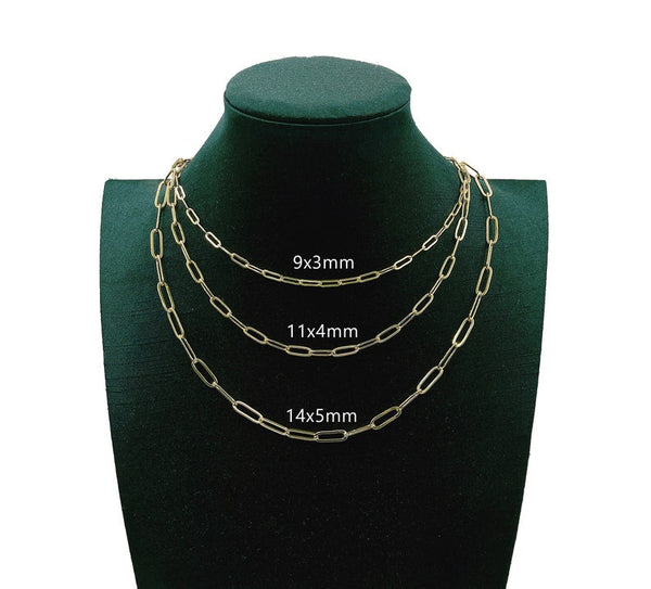 14K Gold Filled Rectangle Paperclip Necklace