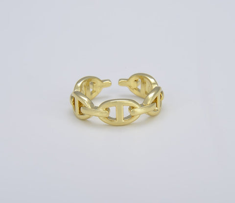 18K Gold Filled, Thick Chain Ring, Adjustable Gold Link Ring