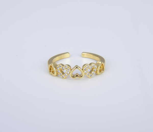 18K Gold Filled Adjustable Heart Ring