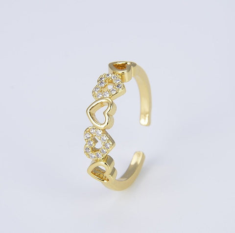 18K Gold Filled Adjustable Heart Ring