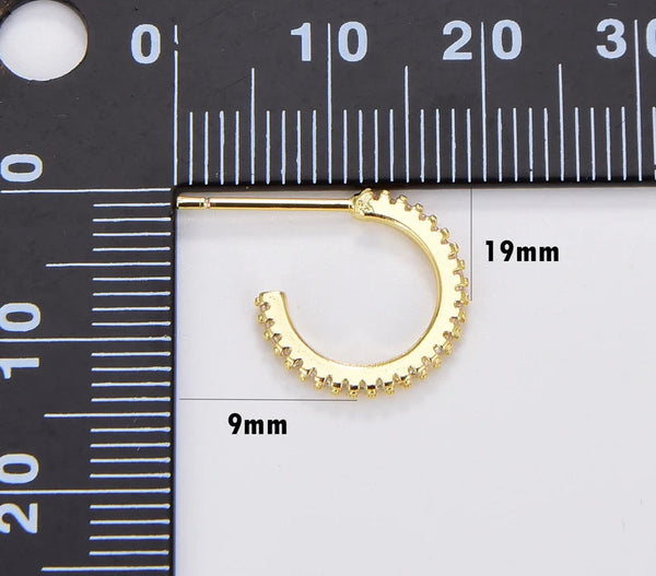 18K Gold Filled Chunky Gold Hoop, CZ Earrings