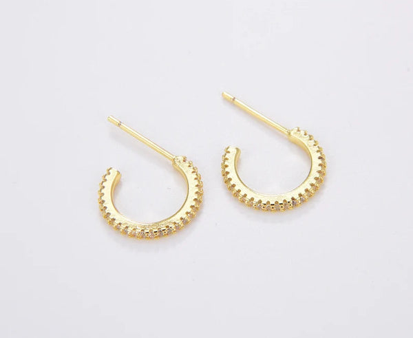 18K Gold Filled Chunky Gold Hoop, CZ Earrings