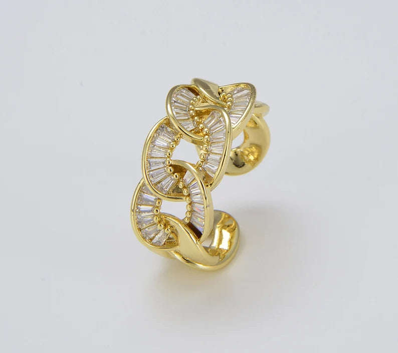 18K Gold Filled Cuban Chain Link Adjustable Ring
