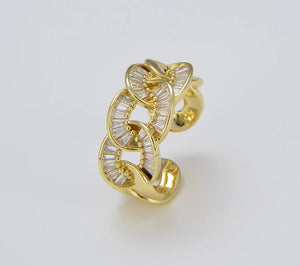 18K Gold Filled Cuban Chain Link Adjustable Ring
