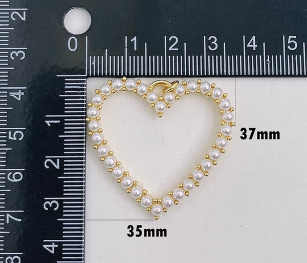18K Gold Filled Hollow Heart Pearl Pendant