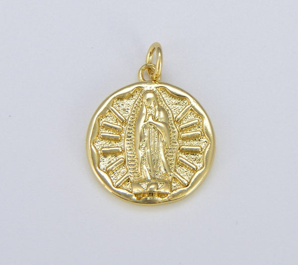 Our Lady of Guadalupe Charm, 18K Gold Filled Virgin Mary Medallion Pendant