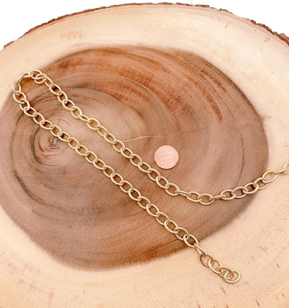 14K Gold Filled Textured Paperclip Necklace