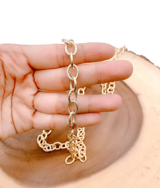 14K Gold Filled Textured Paperclip Bracelet