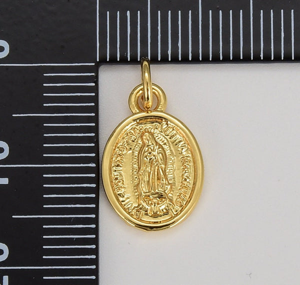 Our Lady of Guadalupe Miraculous Mary Medal Charm Pendant, 18K Gold Filled