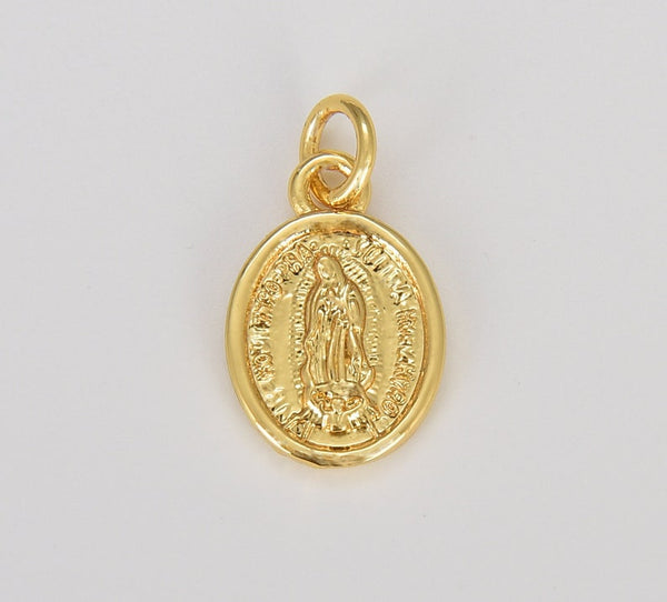 Our Lady of Guadalupe Miraculous Mary Medal Charm Pendant, 18K Gold Filled