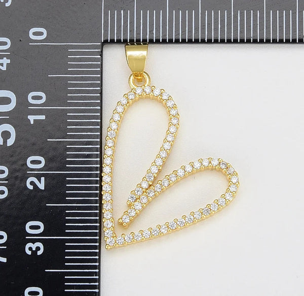 18K Gold Filled or Sterling Silver Large Heart Shape Pendant