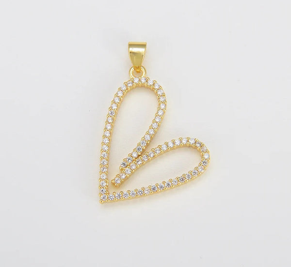 18K Gold Filled or Sterling Silver Large Heart Shape Pendant