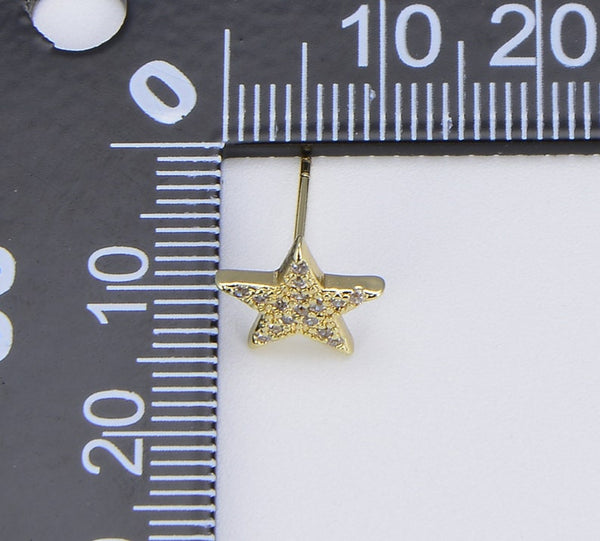 Tiny Star Studs, 18K Gold Filled CZ stud earrings