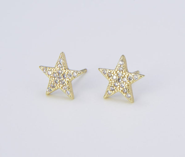 Tiny Star Studs, 18K Gold Filled CZ stud earrings
