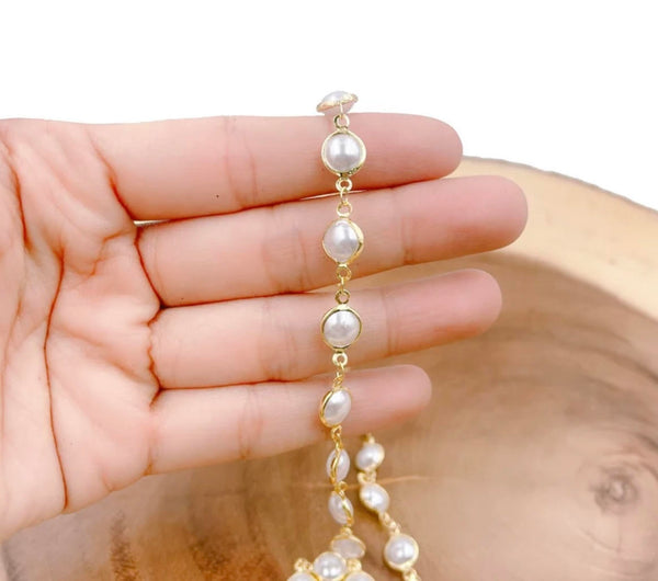 18K Gold Filled Freshwater White Pearl bracelet