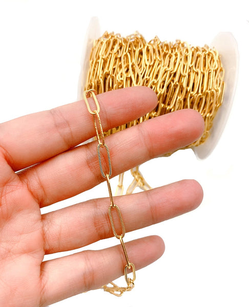 18K Gold Filled Oval Paper Clip Necklace