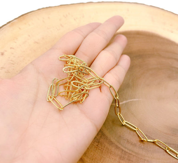 18K Gold Filled Oval Paper Clip Necklace