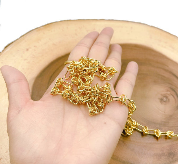 18K Gold Filled Rolo Stadium Cable Paperclip Necklace