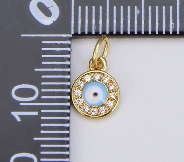 14K Gold Filled Bracelet with Evil Eye, CZ Charm