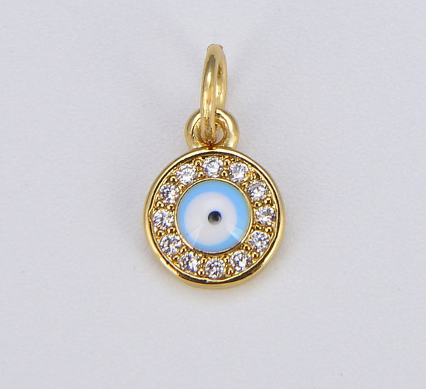 14K Gold Filled Bracelet with Evil Eye, CZ Charm