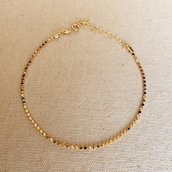 18k Gold Filled Flat Ball Anklet