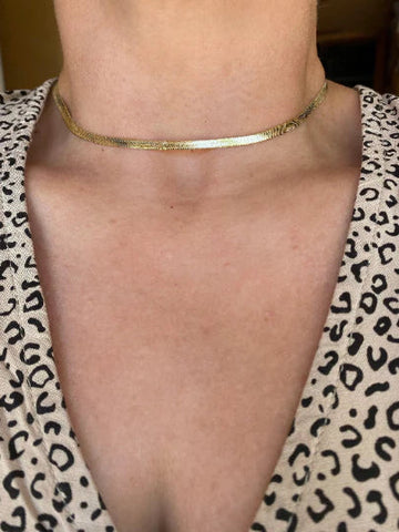 18k Gold Filled Herringbone Choker