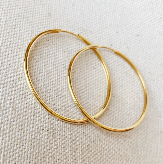 18k Gold Filled Hollowed Endless Continuous Hoop Earrings