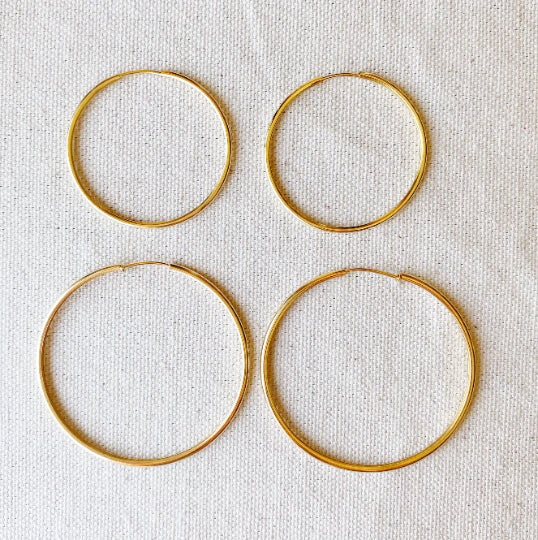 18k Gold Filled Hollowed Endless Continuous Hoop Earrings