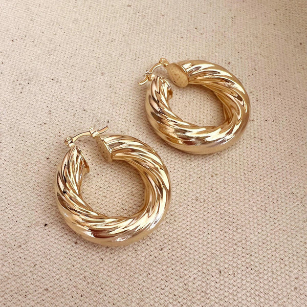 Croissant Twisted C Hoop Earrings