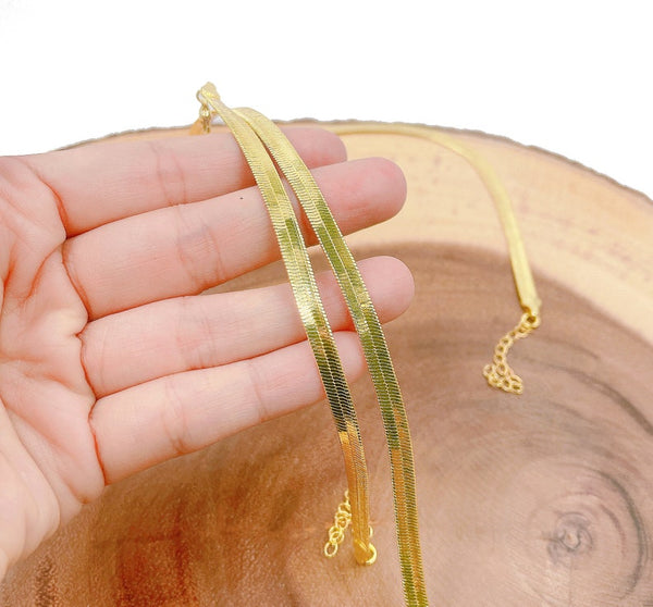 24K Gold Filled Snake Herringbone Necklace