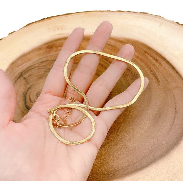 24K Gold Filled Snake Herringbone Necklace