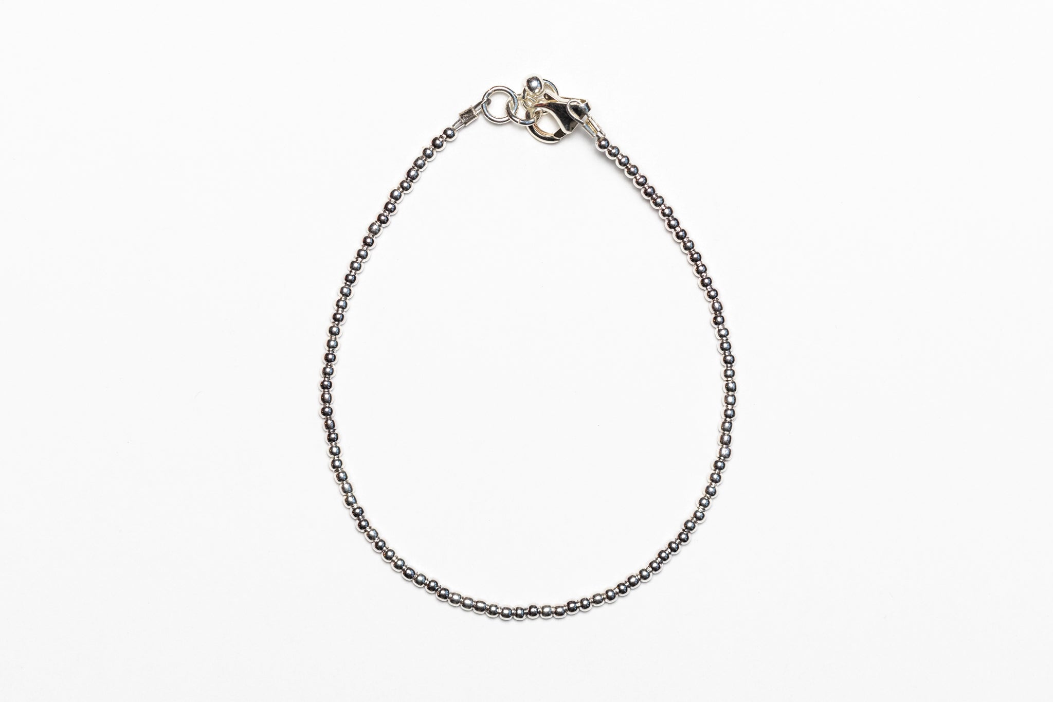 Sterling Silver 2mm Beaded Bracelet