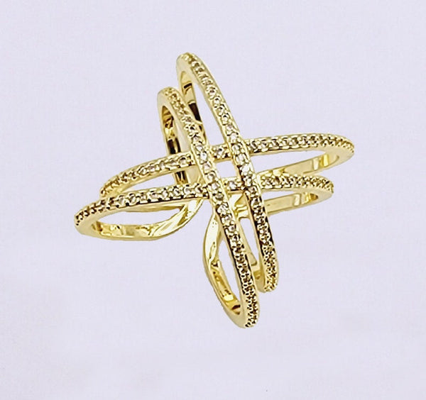 Double Criss Cross Infinity Ring, Petite Twist Full Eternity 18K Gold Filled Ring