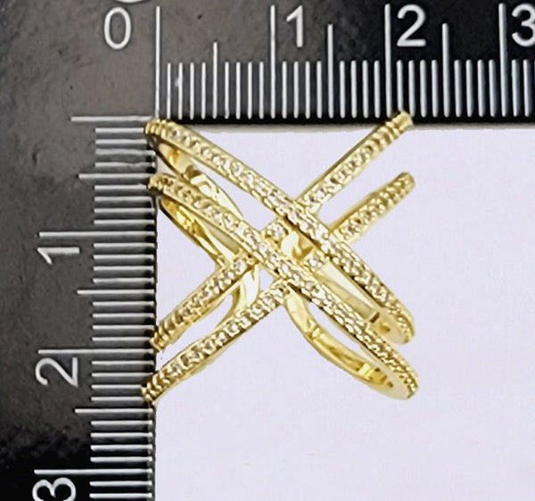 Double Criss Cross Infinity Ring, Petite Twist Full Eternity 18K Gold Filled Ring