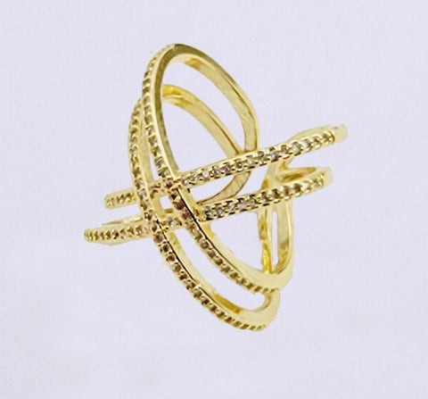 Double Criss Cross Infinity Ring, Petite Twist Full Eternity 18K Gold Filled Ring