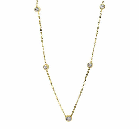 Gold Vermeil, CZ Station necklace
