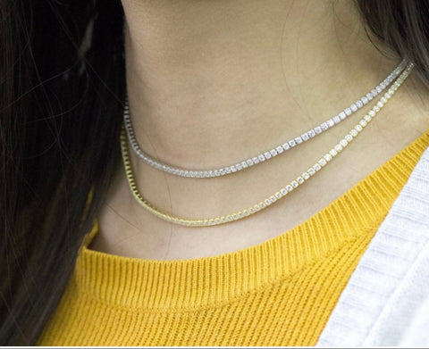 Gold Vermeil or Sterling Silver, CZ Tennis Choker