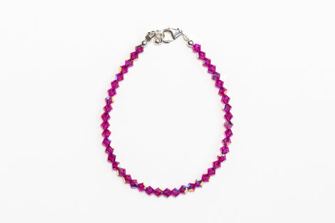 Fuchsia Crystal Beaded Bracelet