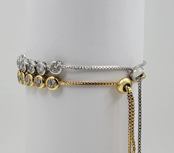18k Gold Filled Cubic Zirconia Adjustable Tennis Bracelet