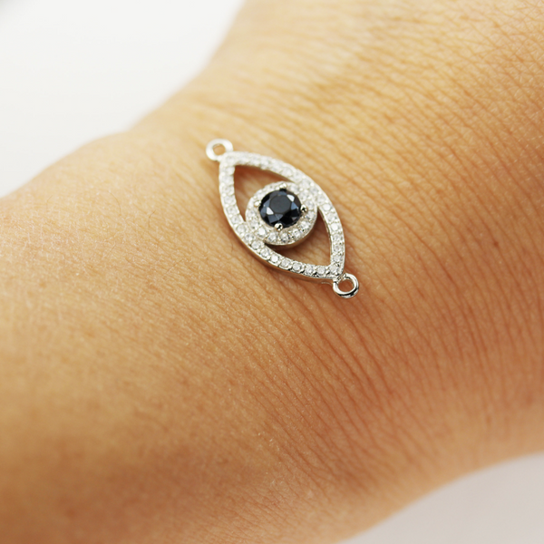 925 Sterling Silver with Cubic Zirconia Evil Eye Jewelry Finding