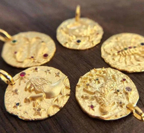 18k Gold Plated Horoscope Signs Constellation Zodiac Cubic Zirconia Necklace