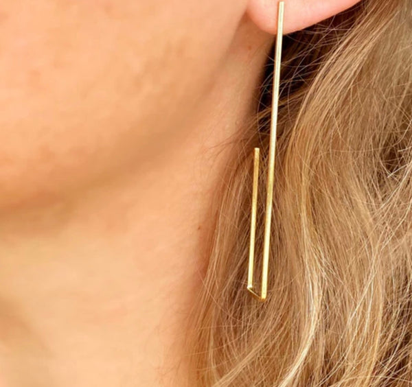 18k Gold Filled Rectangle Shaped Earrings
