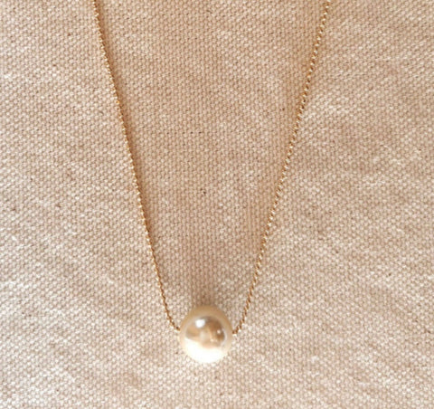 18k Gold Filled Solitaire Pearl Necklace