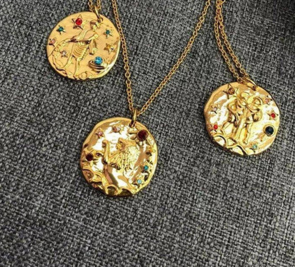 18k Gold Plated Horoscope Signs Constellation Zodiac Cubic Zirconia Necklace