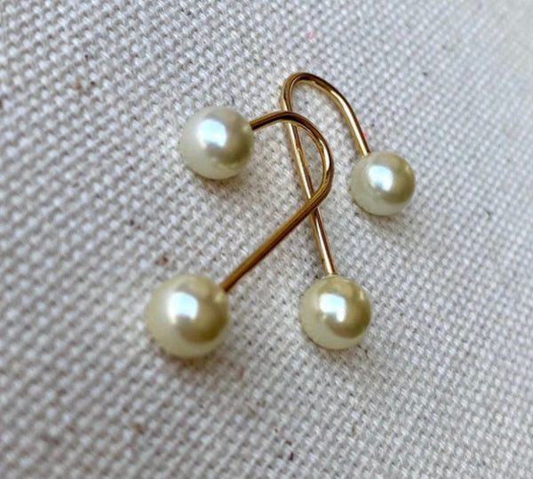 18k Gold Filled Screw Back Pearl Earrings