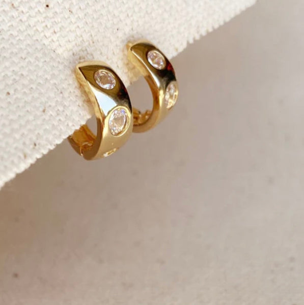 18k Gold Filled Huggie CZ Hoop Earrings