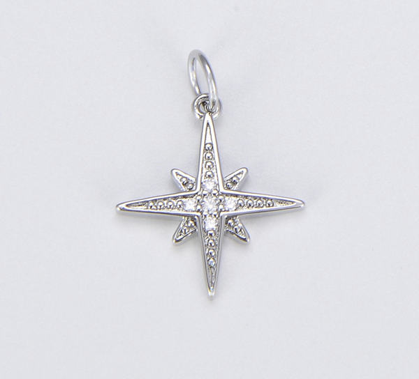 18k Gold Filled Starburst CZ Pendant Micro Pave Cubic Zirconia Star Charm