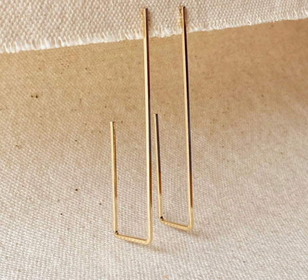 18k Gold Filled Rectangle Shaped Earrings