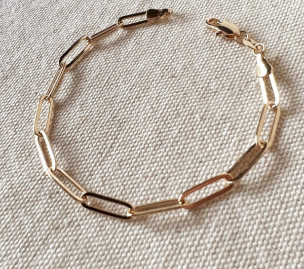 18k Gold Filled Classic Paperclip Bracelet