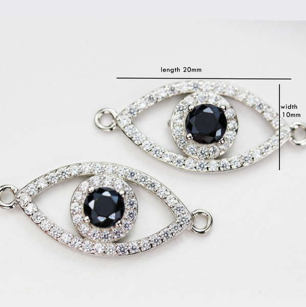 925 Sterling Silver with Cubic Zirconia Evil Eye Jewelry Finding